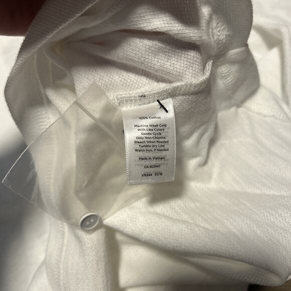 Talbots Woman 3X split Neck Textured Top Blouse White New 100% cotton - Picture 4 of 5